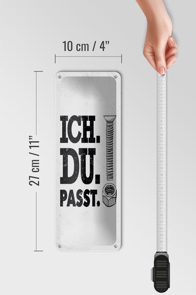 Blechschild Spruch Ich Du Passt Schraube Mutter 10x27cm