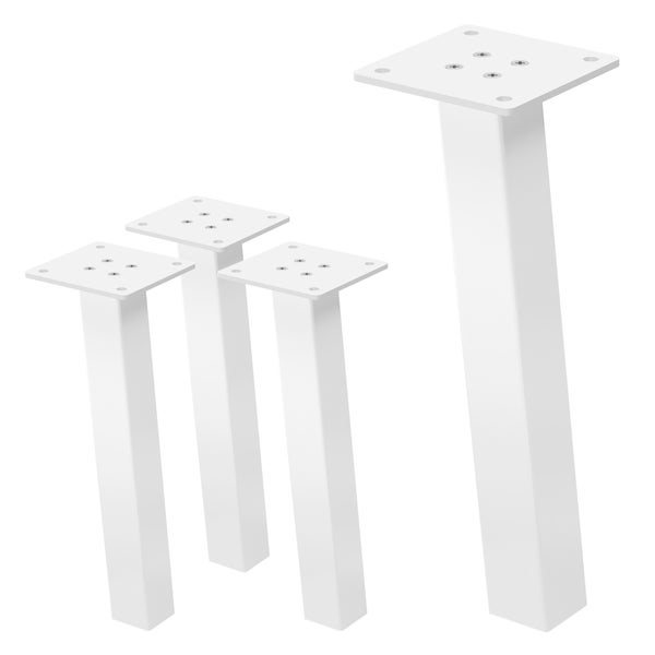 ML-Design 4er Set Tischbeine schräg H:30 cm, Weiß glänzend, aus pulverbeschichtetem Stahl, eckig, Profil 4x4 cm, I-Form, Möbelfüße Metall 96° Neigung, Tischfüße Möbelbeine für Couchtisch, Sitzbank