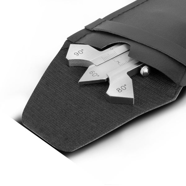 Stahlwerk Schweißnahtlehre aus Edelstahl zum Messen von Schweißnähten und Winkeln von 60, 70, 80 und 90 Grad.