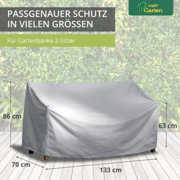 Mehr Garten - Premium PROTECT Gartenbank-Abdeckung, 3-Sitzer, 163(B) x 70(T) x 63/86(H) cm I Gartenmöbel-Schutzhülle wasserdicht, UV-beständig, atmungsaktiv, robustes Gewebe I Taupe/Hellgrau