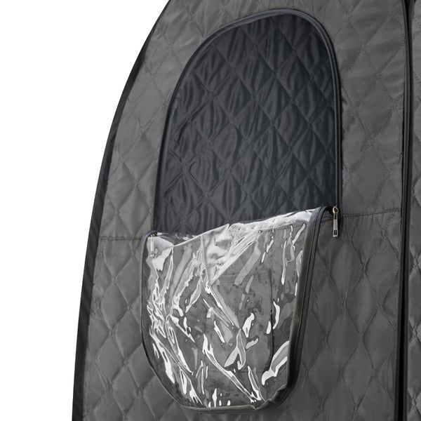 Mobile Dampfsauna tectake ThermaLuxe I inkl. Fernbedienung, Matte, Klappstuhl und Tragetaschen 2 l Dampfgenerator mit 1000 W dunkelgrau/schwarz