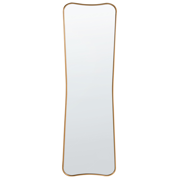 Rechteckiger Spiegel mit goldfarbenem Rahmen