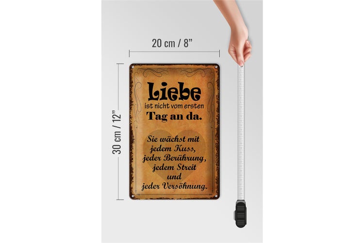 Blechschild Spruch 20x30cm Liebe ist nicht vom ersten Tag