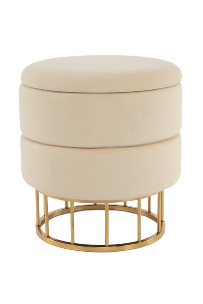 Hocker elegant, mit Stauraum Elfenbein Rund Ø 37,5 cm