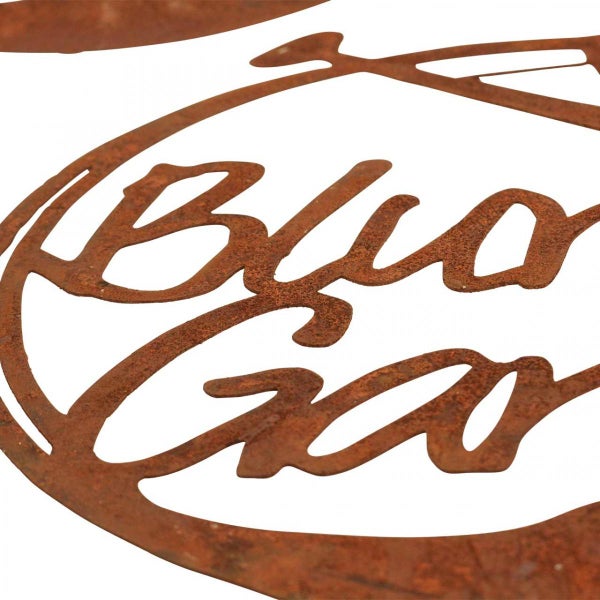 Dekorationselement aus Metall mit der Aufschrift 'Blos Goa'