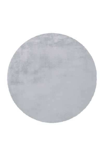 Hochflor Teppich Divinia Grau / Blau 35 mm Uni Ø 160 cm