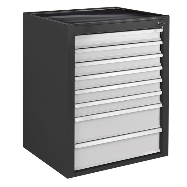 PROREGAL Schubladenschrank Kobra mit 8 Schubladen HxBxT 90 x 71 x 55 cm Anthrazitgrau Lichtgrau