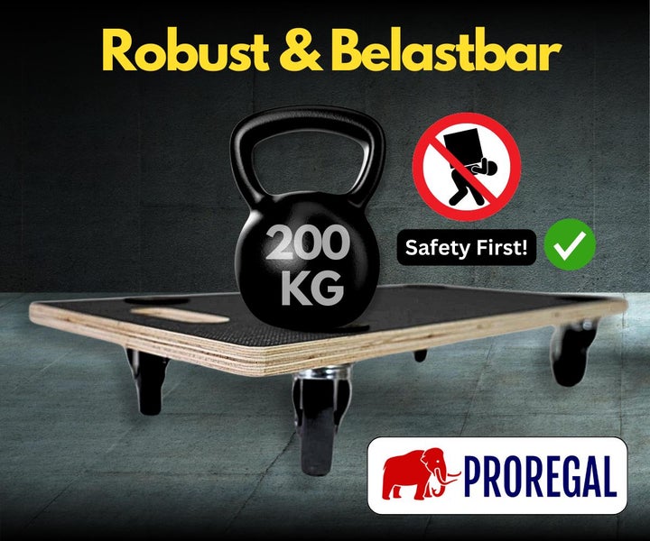 PROREGAL Mega Deal 8x Profi Transportroller mit 4 Rollen HxBxT 11,5 x 30 x 60 cm Traglast 200 kg Siebdruck Holzplatte Schwarz