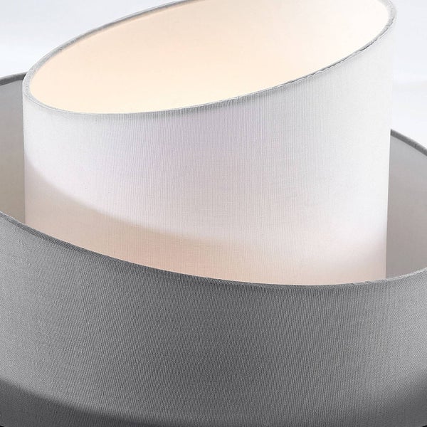 Lindby Stoff Deckenlampe schwarz, grau weiß 3 Textil Schirme rund 1x E27 max. 60W ohne Leuchtmittel Deckenleuchte Schlafzimmerlampe