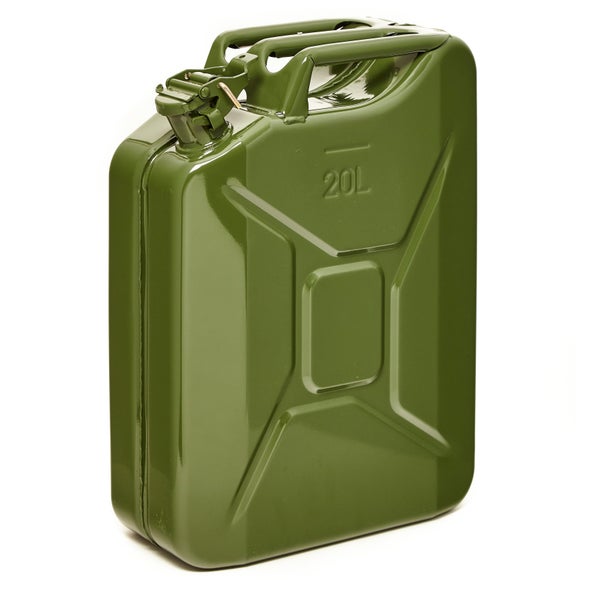 BW® Kraftstoffkanister Metall Benzinkanister 5x 20 Liter mit Ausgießer - Olivgrün - RAL 6003 - TÜV-geprüft und UN-Zulassung - Made in Europe