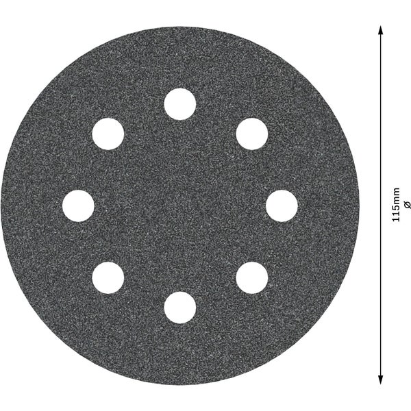 Schleifpapier mit einem Durchmesser von 115 mm und acht Löchern