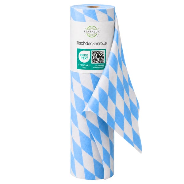 Sensalux Tischdeckenrolle mit bayerischem Rautenmuster, Oeko-Tex Standard 100 zertifiziert.
