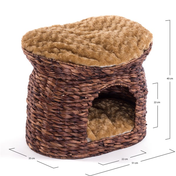 Katzenhöhle Minka Wasserhyazinthe, 54 cm, mit Kissen braun