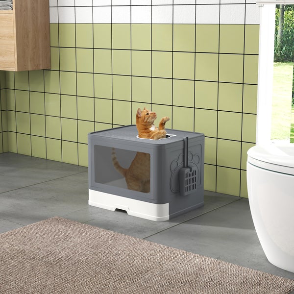PawHut Katzenklo, 48,5L x 38B x 36,5H cm, Kunststoff, Grau