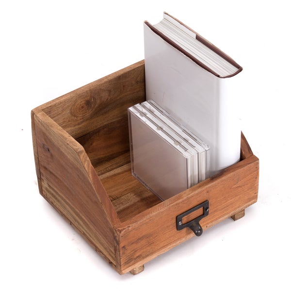 Schreibtischablage  BÜCHERBOX 24 Recyclingholz massiv naturfarben