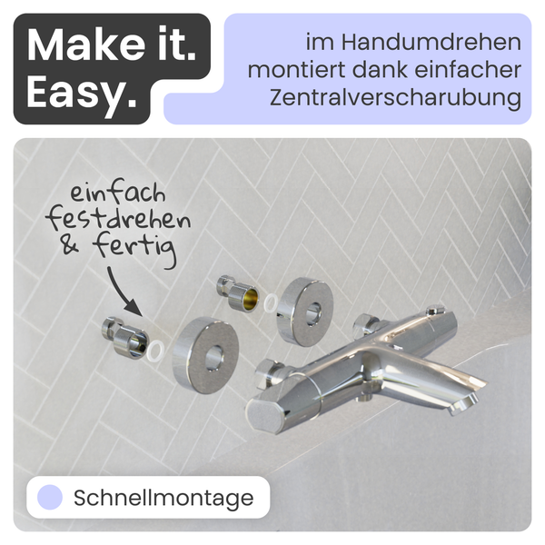 Armatur zur einfachen Montage mit Zentralverschraubung