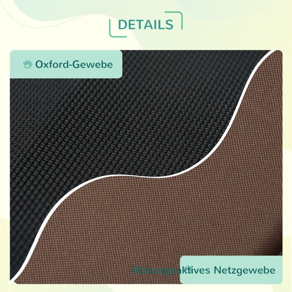 PawHut Hundebett, L92 x B76 x H90 cm, Metall, Oxford, Netzstoff, Taftstoff, Kaffee+Schwarz