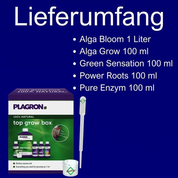 Plagron Top Grow Box mit Alga Bloom, Alga Grow, Green Sensation, Power Roots und Pure Enzym