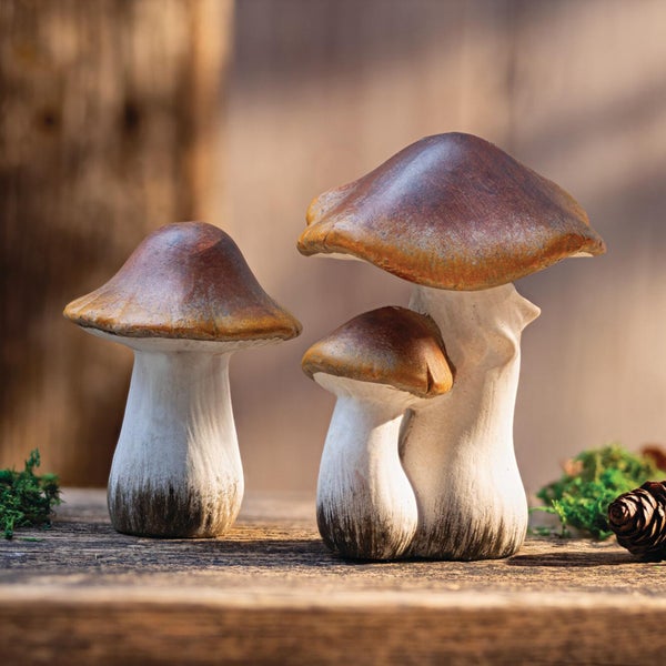 Deko Pilz Set aus Keramik zur Gartendekoration für eine natürliche Atmosphäre