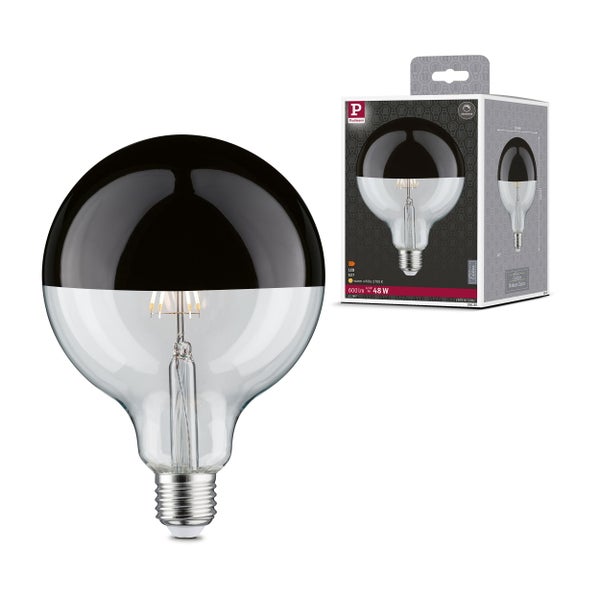 Modern Classic Edition Standard 230V LED Globe Kopfspiegel E27 G125 600lm 6,5W 2700K dimmbar Kopfspiegel Schwarzchrom