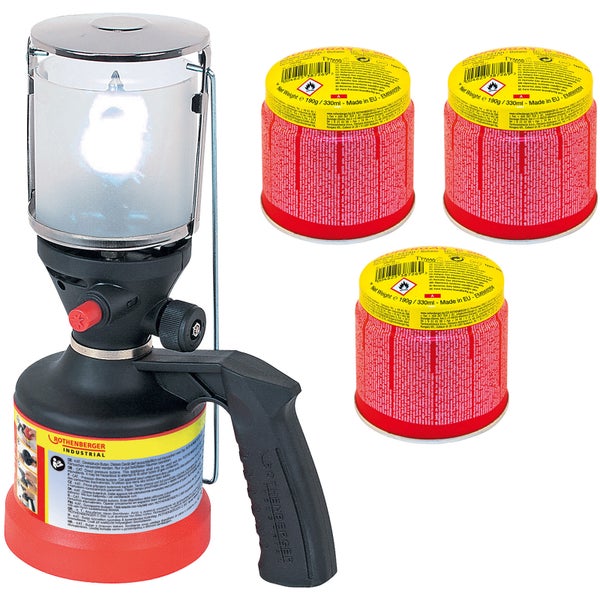 ROTHENBERGER Industrial Scout Campinglampe inkl. 3x C200 Kartusche 330 ml mit ILL System - 1500004209