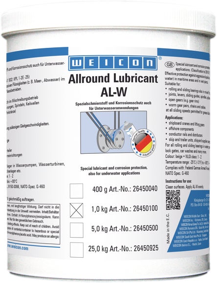 WEICON AL-W Hochleistungsfett | Spezialschmierstoff auch für Unterwasser | 1 kg | beige