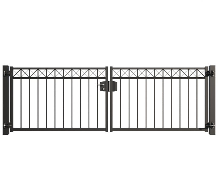 Doppelflügeltor aus Metall mit Schloss