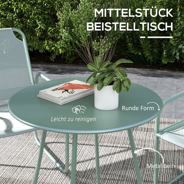 Outsunny Gartenmöbel-Set, 3tlg. Bistro-Set, inkl. 1 Tisch, 2 Stühlen, für Garten, Terrasse, 63L x 57B x 82H cm, Mesh, Grün