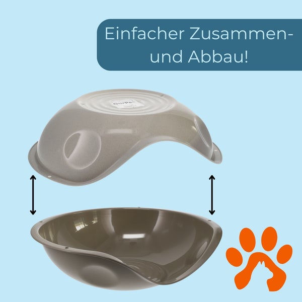 Zweiteiliger erhöhter Fressnapf für Haustiere zur einfachen Montage