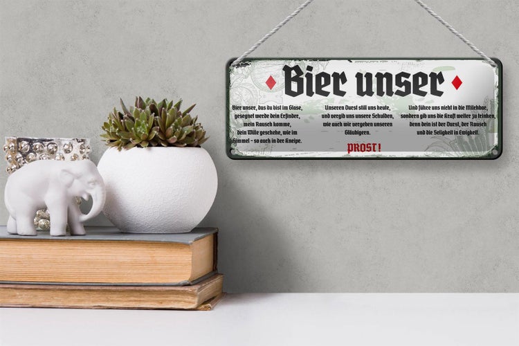 Blechschild Spruch 27x10cm Bier Unser weißes Schild