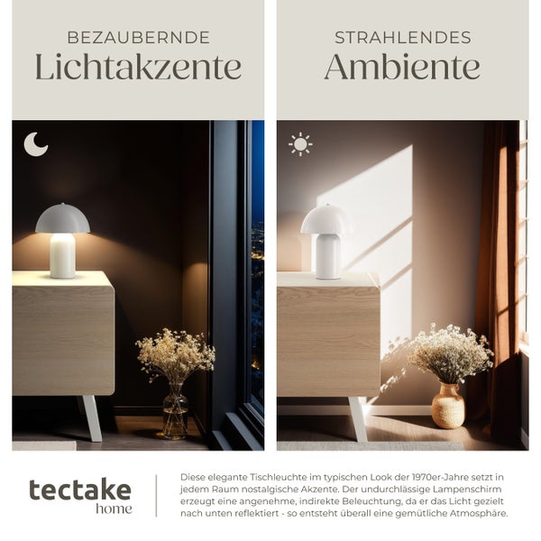 tectake Kade Kleine Retro-Tischlampe Kade, dimmbar  25 x 34 cm weiß