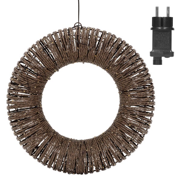 Beleuchteter Deko Kranz aus Seil mit integrierten LED Lichtern inklusive Netzstecker