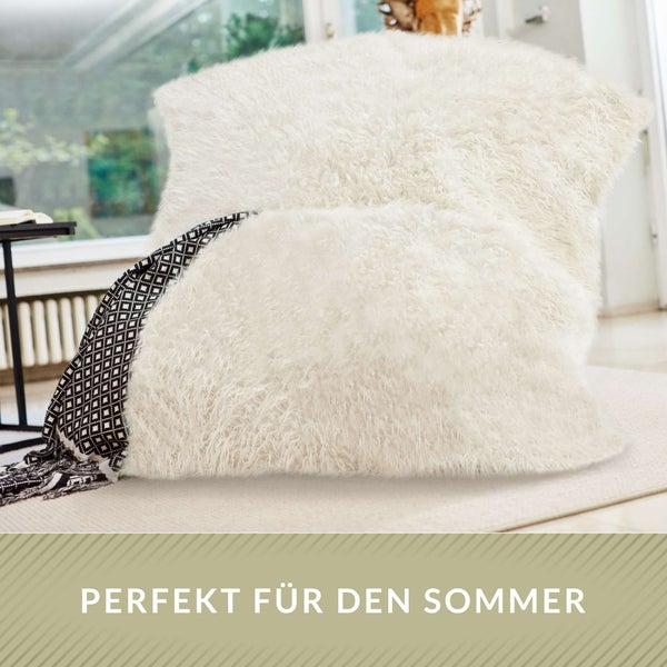 Green Bean XXL-Sitzsack Fellotpik mit Füllmaterial (EPS Perlen - 380 Liter) - Indoor Maße ca 180 x 140 cm - Bean Bag Sitzkissen Sitzpuff Sitzsessel Bodenkissen Lounge Creme