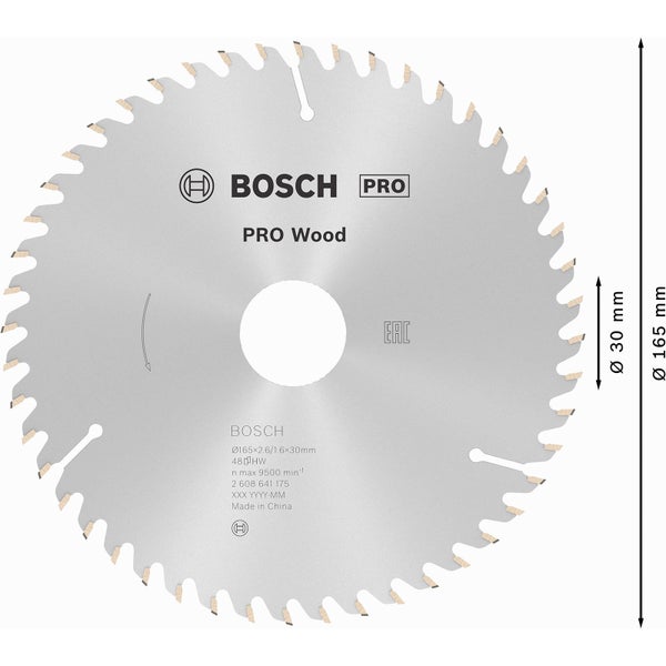 Bosch Pro Holzsägeblatt, 165 Millimeter Durchmesser