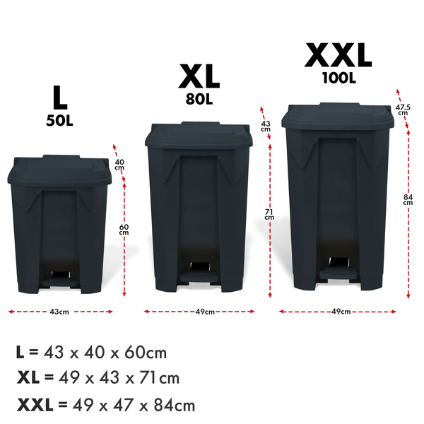 FLOORDIREKT Mülleimer Olaf Step-On Abfalleimer Tretmülleimer Universal Grau 50 Liter