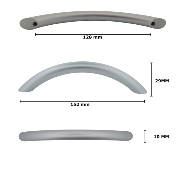 Ansicht eines Möbelgriffs mit Abmessungen