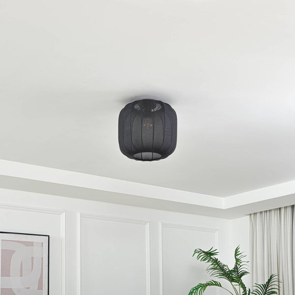 Lindby Deckenlampe Helin (Skandinavisch) in Schwarz aus Textil (1 flammig, E27) - Deckenleuchte Lampe Wohnzimmerleuchte
