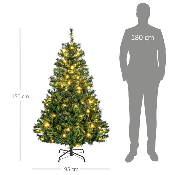 HOMCOM Weihnachtsbaum, Ø95 x 150H cm, PVC, Grün