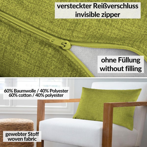 Kissenhülle Leinenoptik 30x50cm ohne Füllung Pistaziengrün