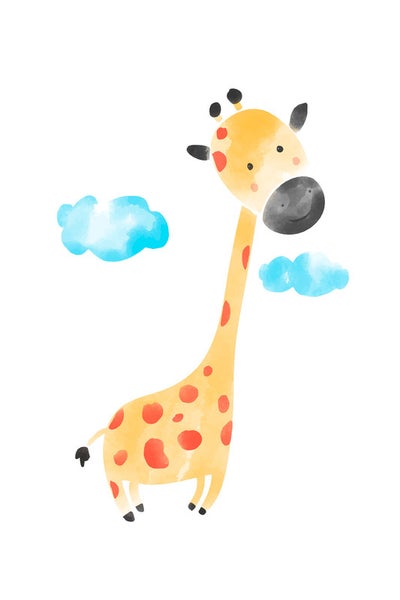 Illustration einer Giraffe mit Wolken
