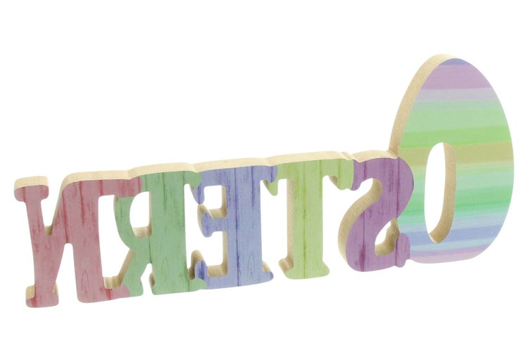 FRANK FLECHTWAREN | Ostern-Schriftzug Pastell, MDF, 30 x 1,8 x 13 cm