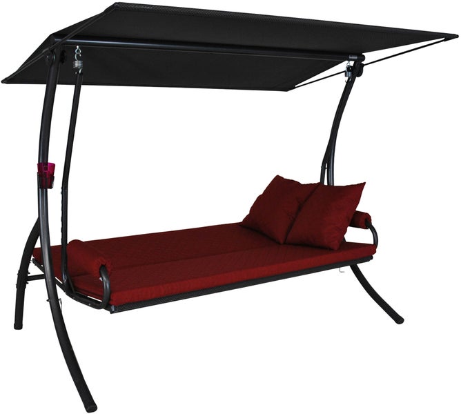 Gartenschaukel mit Liegefläche, Sonnendach und Kissen