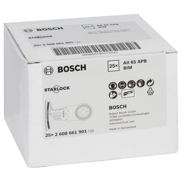 Bosch 25x BIM Tauchsägeblatt Starlock AII 65 APB Wood and Metal 40 x 65 mm - 2608661901