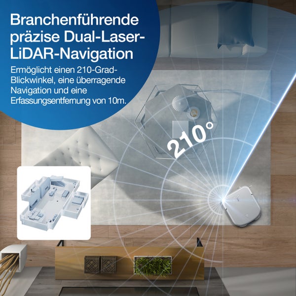 Nass-Trocken-Saugroboter ECOVACS DEEBOT X2 OMNI White, 8000PA, smarte Reinigungsstation, Mopp-Hebefunktion, Dual LiDAR