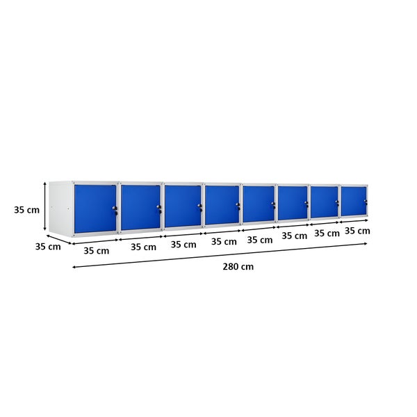 PROREGAL Mega Deal 8x Schließfachwürfel Cubic HxBxT 35 x 35 x 35 cm Grau-Blau