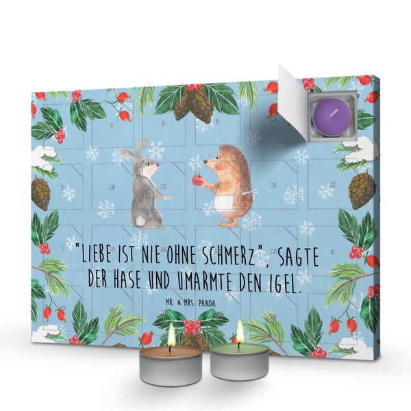 Mr. & Mrs. Panda Duftkerzen Adventskalender Hase Igel - Blau Pastell