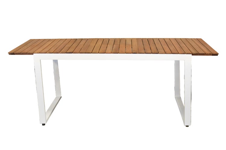 Naxos Gartenmöbelset 7tlg., 6 Stapelsessel, Ausziehtisch 150 (200) x 90 cm, weiß