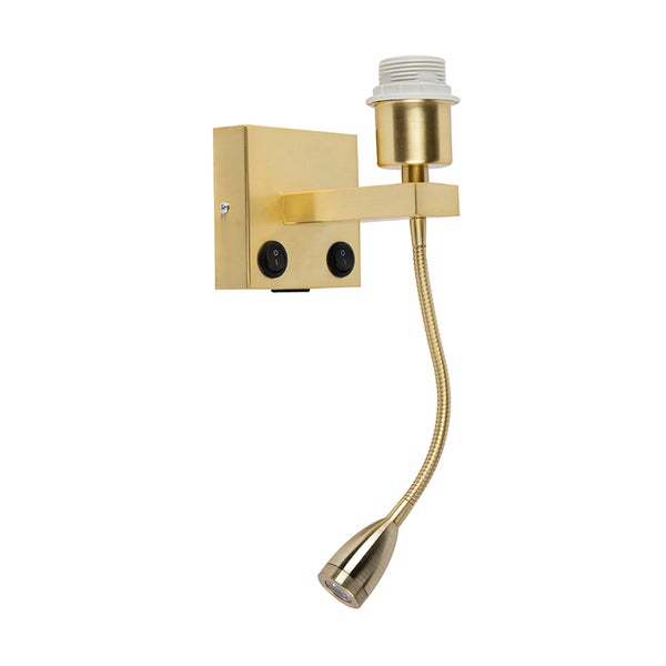 Art Deco Wandlampe Gold mit USB und Flexarm - Brescia Combi