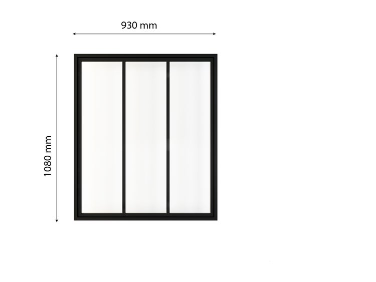 Innenfenster Glaswand Industriestil 930x1080mm  klar schwarz