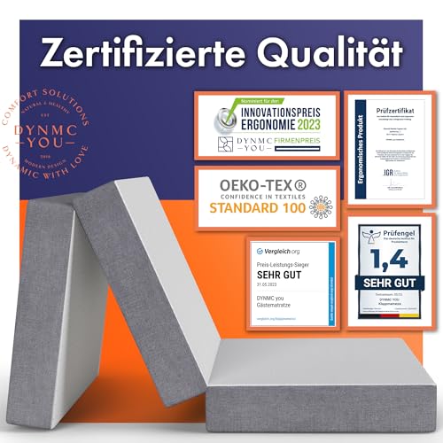 DYNMC you Klappmatratze 75x195x14 cm - Gästematratze Klappbar Mittel Hart H3 - Test SEHR GUT - Oeko TEX Zertifiziert - Gästebett Klappbar mit Tasche - Faltmatratze Oeko TEX Standard - Bodenmatratze